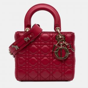Dior Red Small Lambskin Cannage My ABCDior Lady Dior Bag