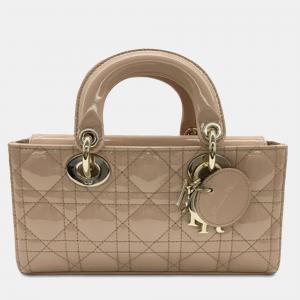 Dior Beige Small Patent Cannage Lady D-Joy
