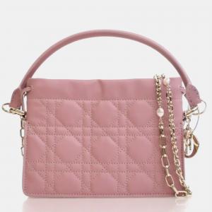 Dior Lady Dior Milly Mini Black Calfskin Leather Top Handle Bag
