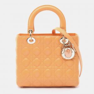 Christian Dior Dior Lady Dior Lady Cannage Handbag Lambskin (Sheepskin)  Yellow