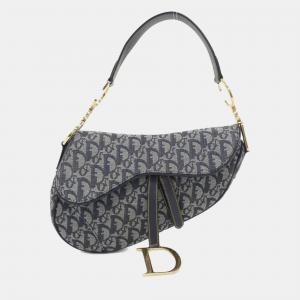 Christian Dior Blue Canvas Saddle Shoulder Bag