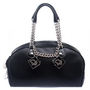 Dior Black Leather Gambler Dice Bowling Bag