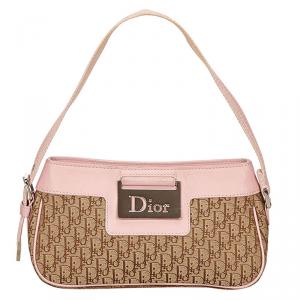 Pre Owned Dior Pink/Beige Diorissimo Canvas/Leather Shoulder Bag