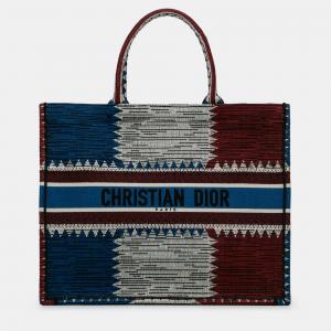 Pre Owned Dior Blue Large French Flag Book Tote