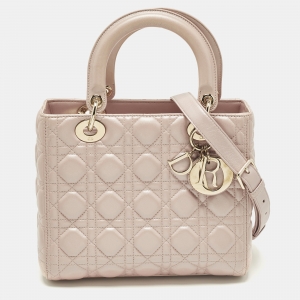 مملوكة مسبقًا حقيبة يد ديور ليدي ديور متوسطة جلد براءة خضراء كاناج