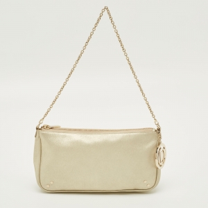 مملوكة مسبقًا Dior Gold Shimmer Leather Chain Pochette Bag