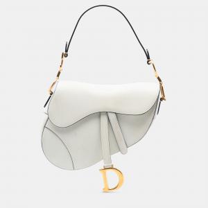 مملوكة مسبقًا Dior White Grained Calfskin Saddle Bag