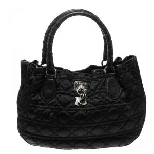 مملوكة مسبقًا Dior Black Cannage Nylon Charm Satchel