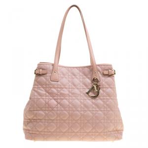 Pre Owned Dior Peach Coated Canvas Medium Panarea Shopper Tote