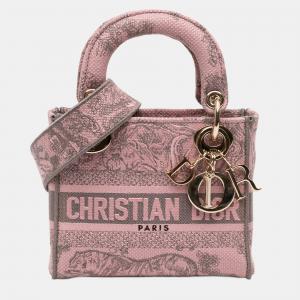 Pre Owned Dior Pink Mini Embroidered Canvas Toile De Jouy Lady D Lite