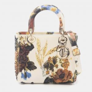 مملوكة مسبقًا Christian Dior Dior Lady Handbag Leather White Multicolor