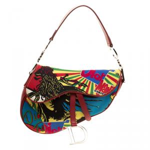Pre Owned Dior Multicolor Fabric Bob Marley Saddle Bag