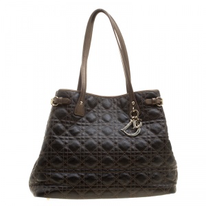 مملوكة مسبقًا Dior Metallic Bronze Cannage Coated Canvas Medium Panarea Tote Bag