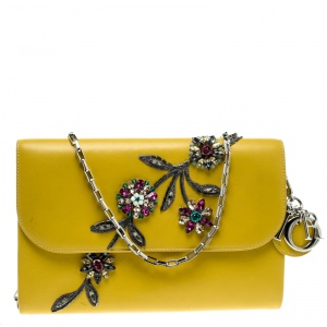 مملوكة مسبقًا Dior Yellow Leather Jaune Vif Evening Clutch Bag