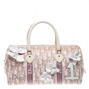 Dior Pink Monogram Canvas Girly Boston Bag