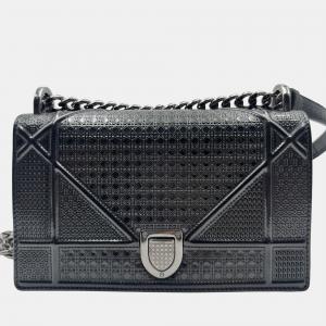 Pre Owned Dior Silver Patent Leather Small Diorama Shoulder Bag