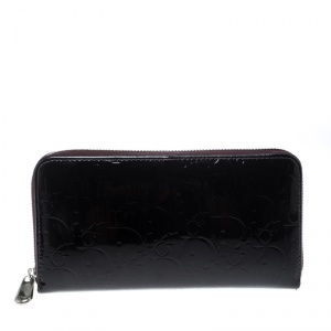 مملوكة مسبقًا محفظة ديور سحاب ملتف التيمت جلد لامع عنابية