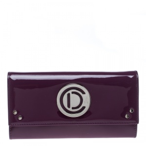 Pre Owned Dior Purple Patent Leather Wallet