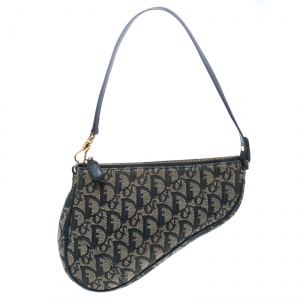 Pre Owned Dior Blue Diorissimo Canvas and Leather Saddle Bag