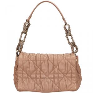 Pre Owned Dior Pink Cannage Quilted Leather Delices Flap Bag