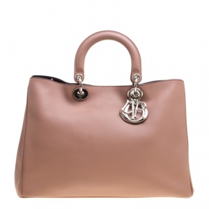 Pre Owned Dior Nude Leather Large Diorissimo Shopper Top Handle Bag