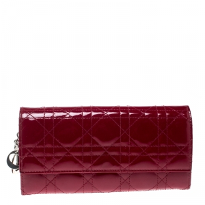 Dior Red Cannage Patent Leather Lady Dior Clutch