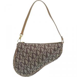 Pre Owned Dior Brown Canvas Saddle Bag
