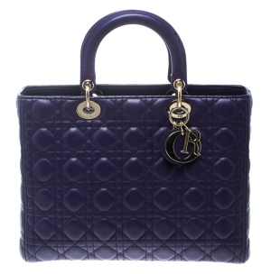مملوكة مسبقًا Dior Purple Leather Large Lady Dior Tote
