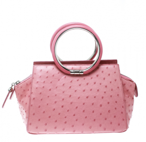 Pre Owned حقيبة ديور يد حلقة نعام وردية