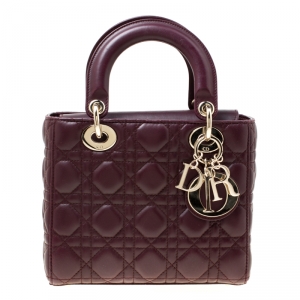 Pre Owned Dior Purple Leather Lucky Badges My Lady Dior Top Handle Bag
