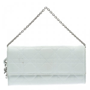 مملوكة مسبقًا Dior White Cannage Leather Lady Dior Clutch