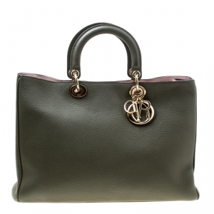 مملوكة مسبقًا Dior Pine Green Leather Large Diorissimo Shopper Tote