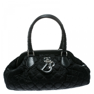 Pre Owned Dior Black Cannage Nylon Charming Doctor Bag