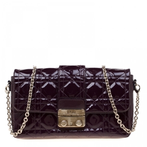 Dior Purple Patent Leather New Lock Chain Clutch Bag