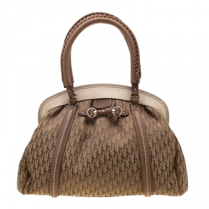 Pre Owned Dior Beige Diorissimo My Dior Frame Satchel