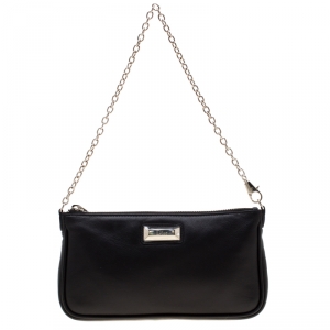 مملوكة مسبقًا Dior Black Leather Chain Pochette Bag