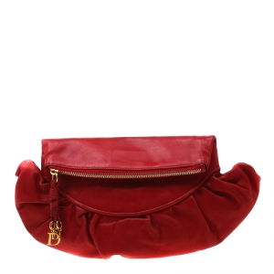 Dior Red Leather Gipsy Fold Over  Clutch
