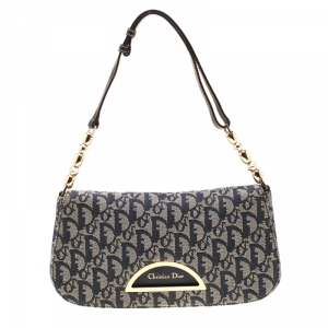 مملوكة مسبقًا Dior Blue Monogram Denim Maris Pearl Shoulder Bag