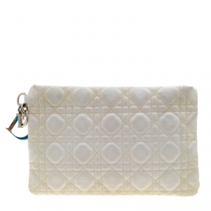 Pre Owned Dior White Coated Canvas Panarea Clutch