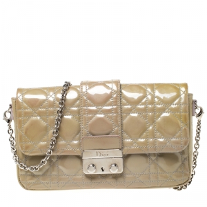 Pre Owned Dior Beige Cannage Patent Leather Miss Dior Promenade Pouch Bag