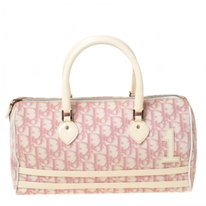 Dior Pink Monogram Coated Canvas and Patent Leather Boston Bag