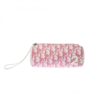 مملوكة مسبقًا Dior Pink/White Diorissimo Canvas Number 2 Wristlet Pouch