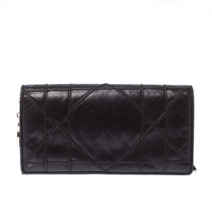 Pre Owned محفظة ديور ليدي ديور قلاب كاناج جلد بني داكن