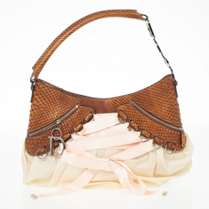 Christian Dior Cognac Pink Python Leather Corset Ballet Bag