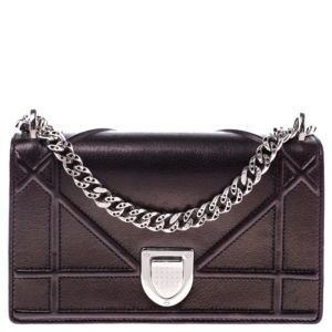 مملوكة مسبقًا Dior Metallic Bronze Leather Mini Diorama Shoulder Bag