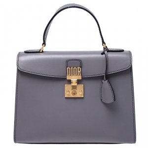 Pre Owned Dior Grey Leather Dior Addict Top Handle Bag