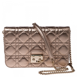 مملوكة مسبقًا Dior Gold Cannage Quilted Leather Miss Dior Promenade Chain Clutch