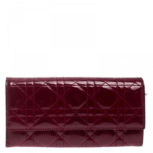 Dior Red Cannage Patent Leather Lady Dior Clutch