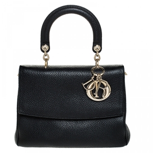 Pre Owned Dior Black Leather Small Be Dior Flap Top Handle Bag