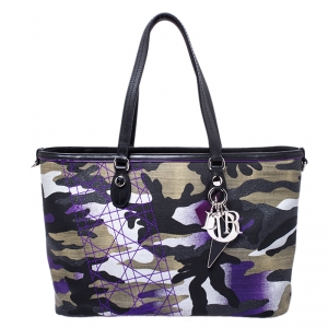 Pre Owned Dior Pink Camouflage Canvas and Leather Anselm Reyle For Dior Tote 